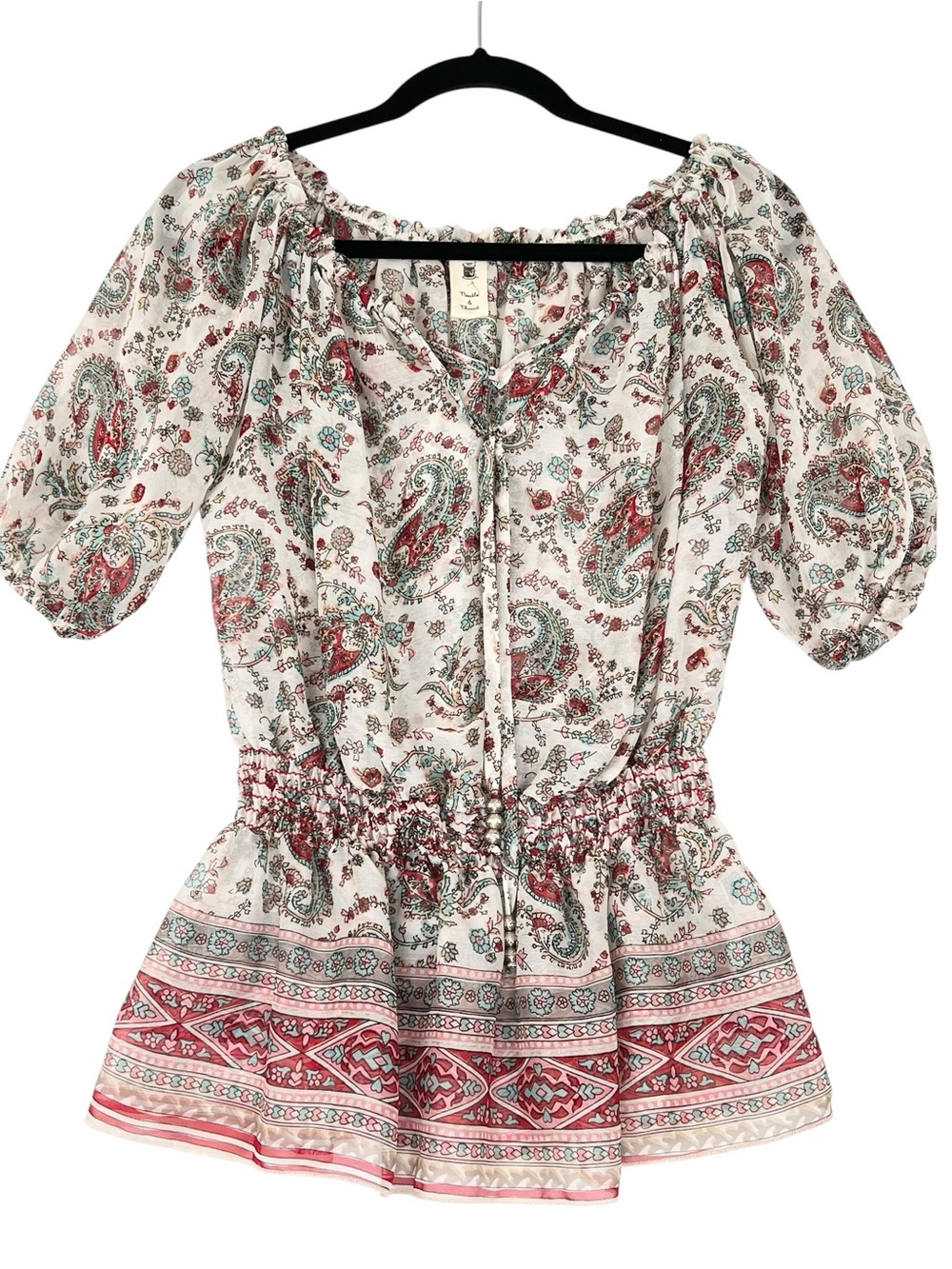 Needle & Thread Floral Chiffon Boho Top Sz S Sheer